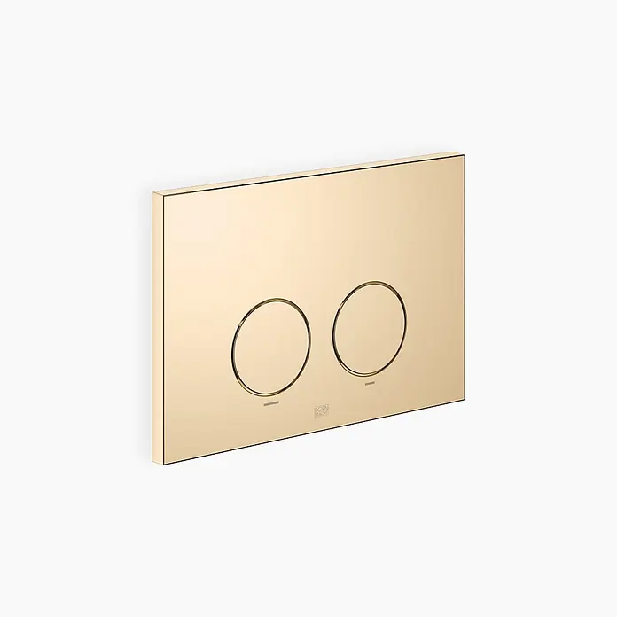 Dornbracht Betätigungsplatte -  - Polierte goldene Betätigungsplatte mit zwei runden Tasten für die Toilettenspülung.
