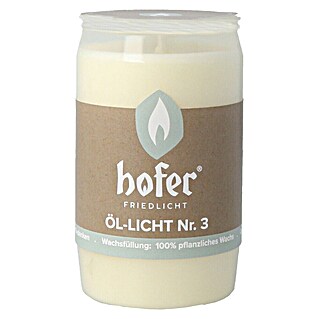 Hofer Friedlicht Grablicht (Ø x H: 6 x 9,5 cm, Weiß)