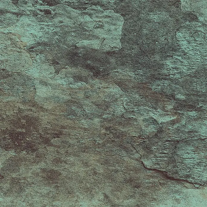 Decocer by Cinca Feinsteinzeugfliese Splash - 30 x 60 cm, Grün, Matt - Texturierte Natursteinoberfläche in Türkis- und Brauntönen.