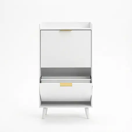 SONNENH Schuhschrank mit 2 Klappen, Weiß