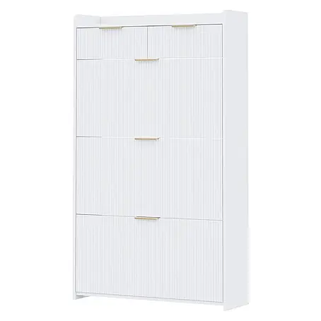 SONNENH Schuhschrank mit 3 Klappen und 2 Schubladen, Weiß