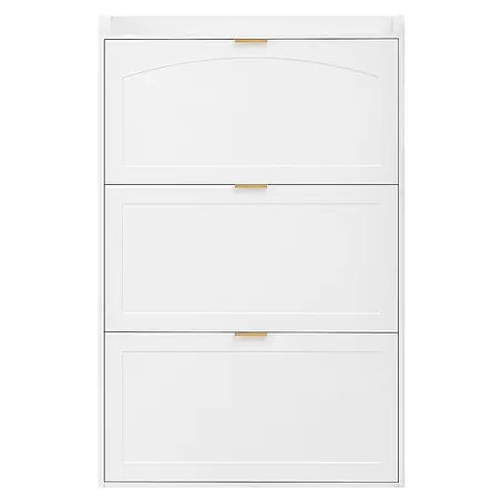 SONNENH Schuhschrank mit 3 Klappen, Weiß