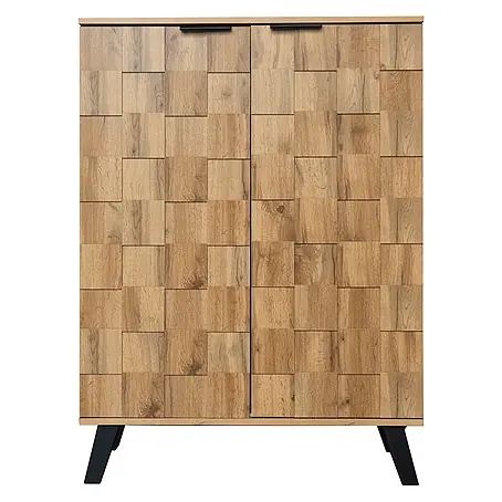 SONNENH Schuhschrank mit geometrischer Front, Natur