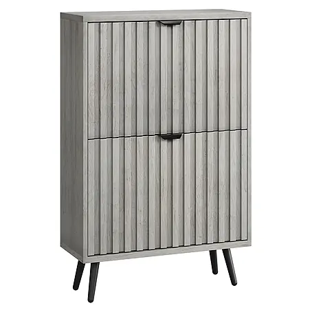 SONNENH Schuhschrank mit 2 Klappen und Rillenfront, Grau