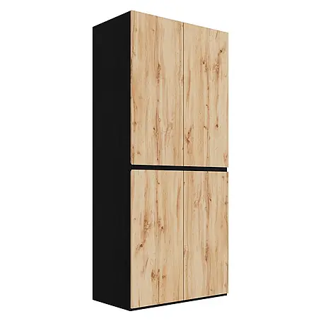 SONNENH Kleiderschrank mit Schmuckschublade, Eichenoptik/Schwarz