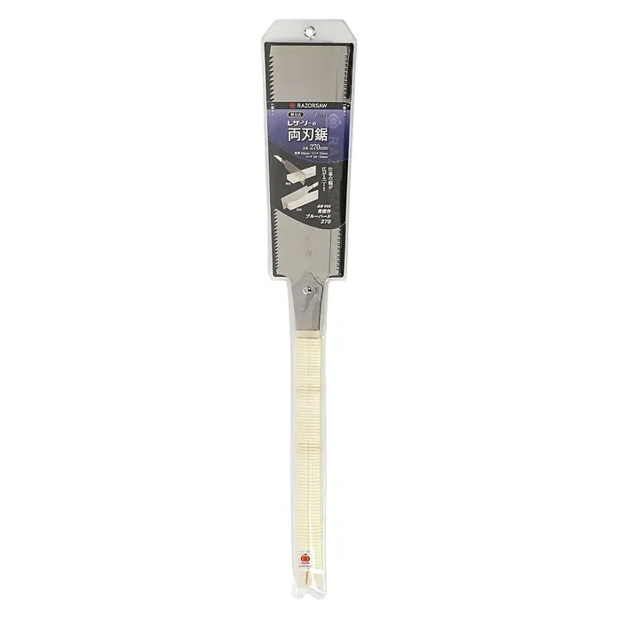 Famex Japansäge - Länge: 270 mm, Stahl - Doppelseitige japanische Zugsäge mit Holzgriff, in transparenter Plastikverpackung.