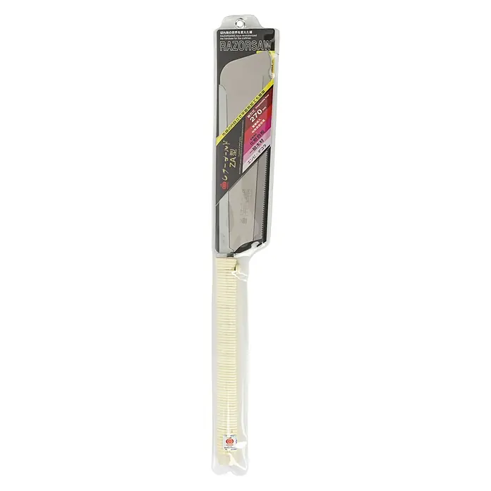Famex Japansäge - Länge: 270 mm, Stahl - Razorsaw mit silberner Klinge und hellem geripptem Griff in klarer Verpackung, 270mm.