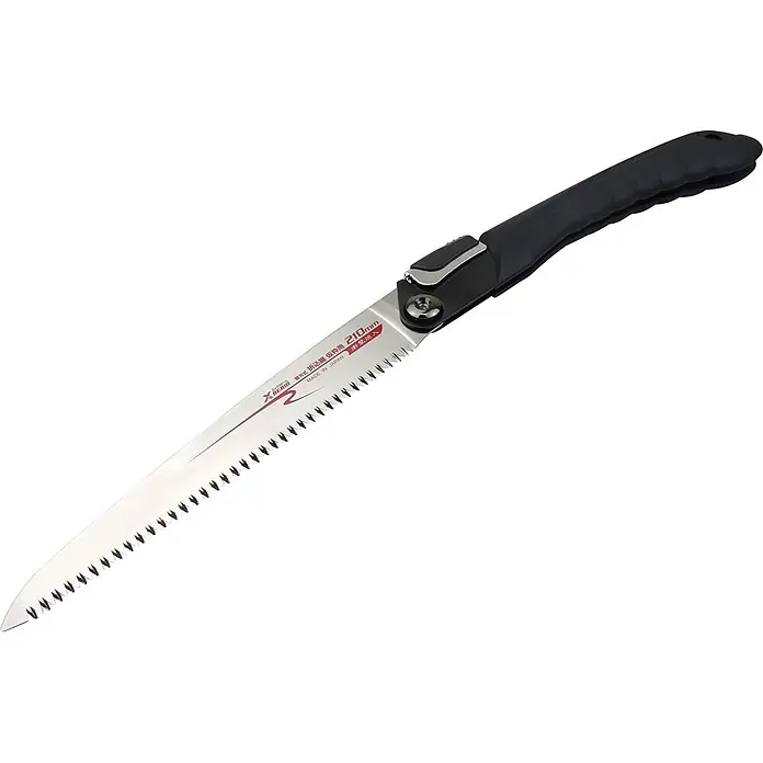 Famex Klappsäge - Länge: 210 mm, Stahl - Klappbare Handsäge mit silberner Klinge und schwarzem ergonomischem Griff. Ideal zum Beschneiden oder für allgemeine Sägearbeiten, 210mm Klinge.