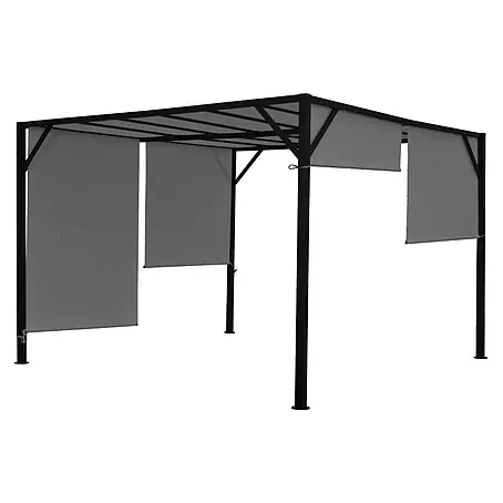 Pergola Baia | HxBxT 212x300x400cm | Garten Pavillon Terrassenüberdachung | stabiles 6cm-Stahl-Gestell + Schiebedach Grau