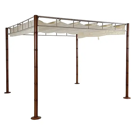Pergola | HxBxT 220x300x300cm | Garten Pavillon Terrassenüberdachung | Creme-Weiß | stabiles 7cm-Metall-Gestell Bambus-Optik