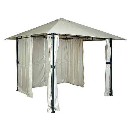 Pergola | HxBxT 255x300x300cm | Garten Pavillon Terrassenüberdachung mit Seitenwand | Creme-Beige