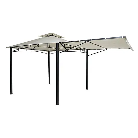 Pergola | HxBxT 275x490x250cm | Garten Pavillon | Creme-Beige | Stahl bewegliche Seitenwand 2,5x2,5m
