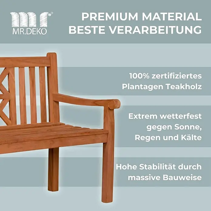 Bene Living Gartenbank Sailor - Teakholz, Natur - Braune Holz-Gartenbank aus 100% zertifiziertem Plantagen-Teakholz, extrem wetterfest und sehr stabil.
