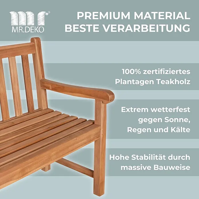 Bene Living Gartenbank Swindon - Teakholz, Natur - Gartenbank aus 100% zertifiziertem Plantagen-Teakholz, wetterfest und stabil.