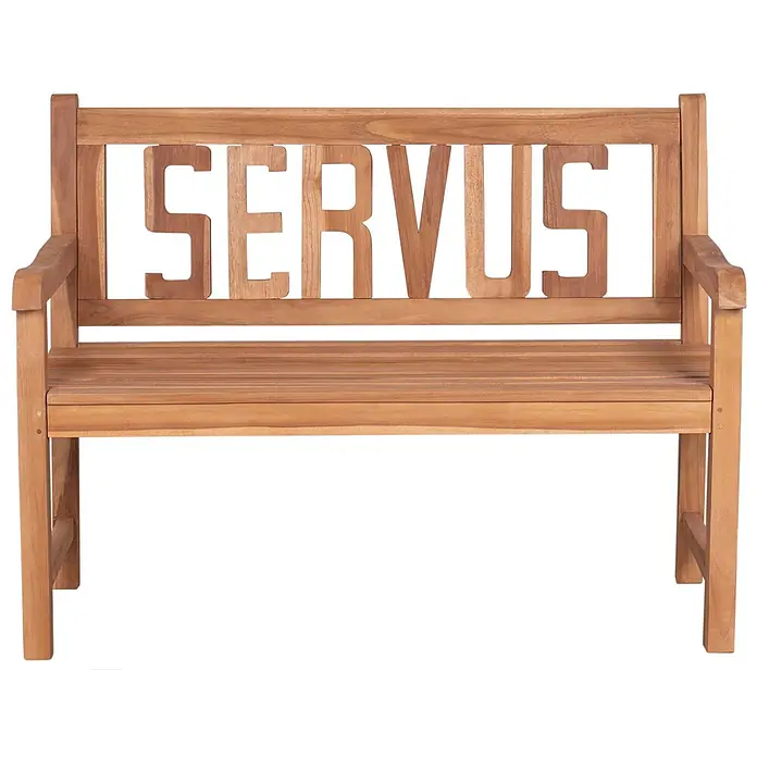 Bene Living Gartenbank SERVUS - B x T x H: 120 x 60 x 94 cm, Teakholz, Natur - Teakholz-Gartenbank mit dem Schriftzug 'SERVUS' in der Rückenlehne.