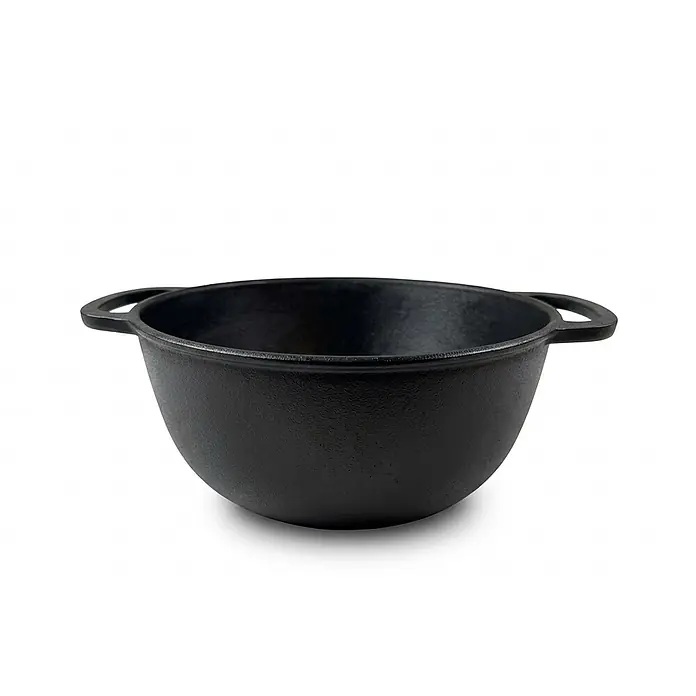 Garten Dream Grilltopf 4L - Gusseisen - Tiefer, schwarzer Gusseisenkessel mit zwei integrierten Griffen.