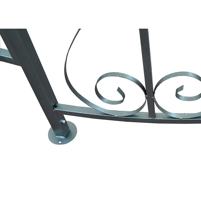 Pergola Almeria | HxBxT 330x300x300cm | Rundpavillon Garten Pavillon | Creme | stabiles Stahl-Gestell Durchmesser 3m -  - Dunkelgraue Metallkomponente für Gartenbogen mit Zierspiralen und stabiler Fußplatte.