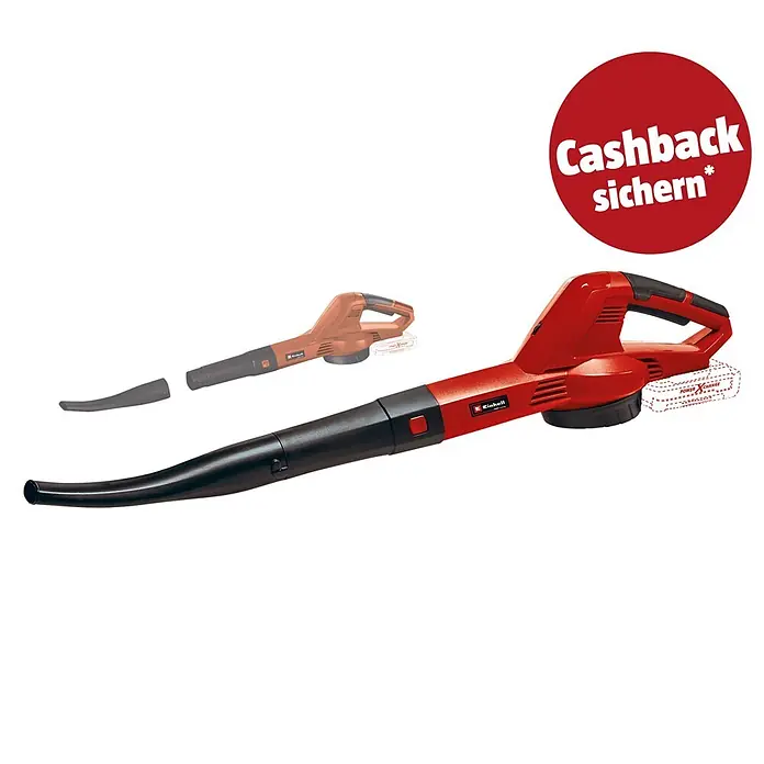 Einhell PXC 18V Akku-Laubbläser GC-CL18/1 LI E-SOLO - 18 V, Ohne Akku, Blasgeschwindigkeit: 210 km/h, Blasleistung: 0 m³/h - 105 m³/h - Roter und schwarzer Akku-Laubbläser mit abnehmbarer Düse, angetrieben durch das Power X-Change System.