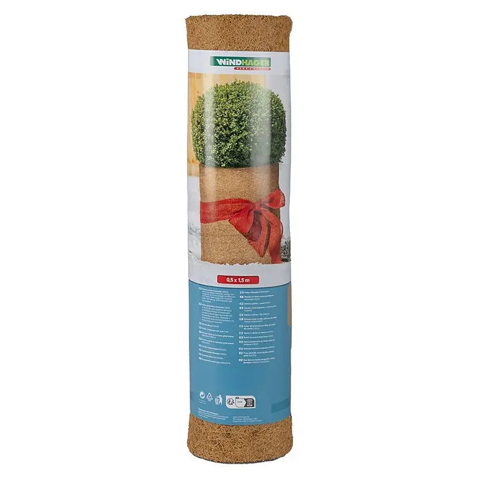 Windhager Kokosschutzmatte - L x B x S: 1,5 m x 50 cm x 10 mm, Natur - Gerollte braune Kokosfasermatte (0,5x1,5m) als Winterschutz für Pflanzen.