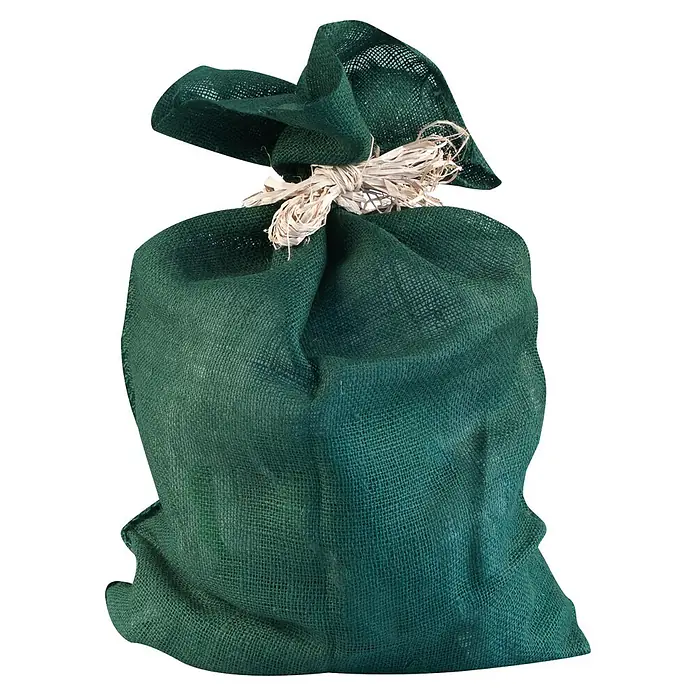 Windhager Gartensack - L x B: 100 x 70 cm, Grün - Dunkelgrüner Jutesack mit natürlichem Bastband gebunden.