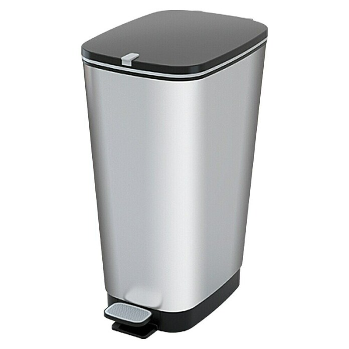 KIS Treteimer Chic (45 l, Schwarz/Silber, Eckig, Kunststoff)