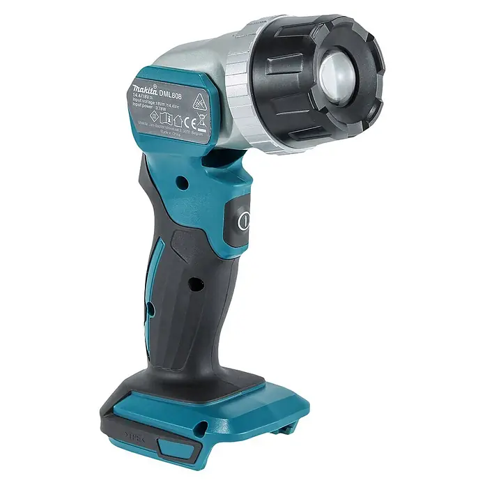 Makita LED-Arbeitsleuchte LXT-DML808 - L x B x H: 29,7 x 7,9 x 11,9 cm, 190 lm, Akkubetrieben - Makita DML808 Akku-Arbeitsleuchte in Türkis und Schwarz mit abgewinkeltem LED-Kopf.