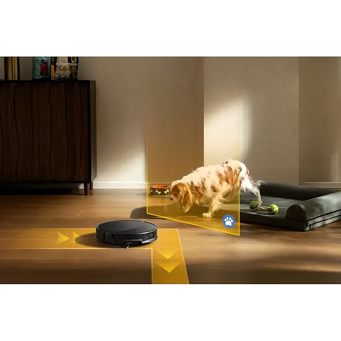 Roborock Saugwischroboter Saros 20X - Saugkraft: 36.000 Pa, Akkulaufzeit: 200 min, Fassungsvermögen Roboter: 259 ml - Schwarzer Saugroboter reinigt Holzboden, weicht Hund und Futterschalen intelligent aus.