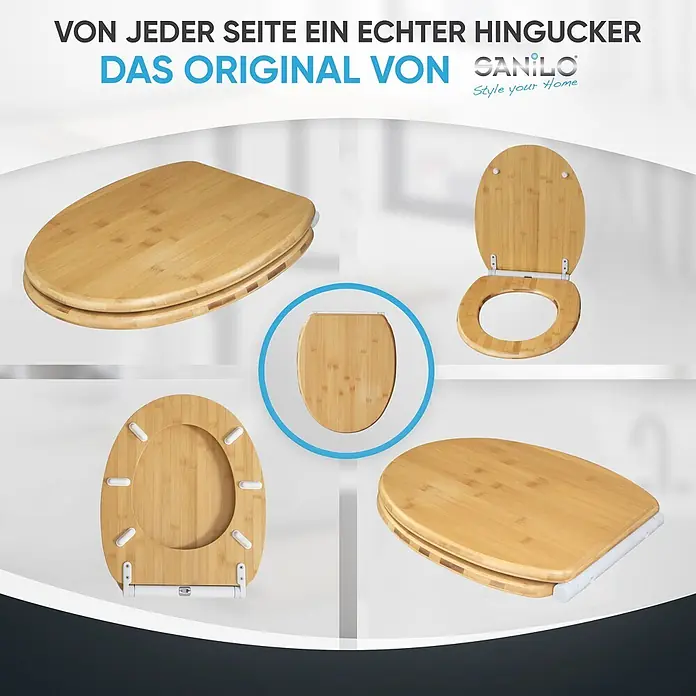 SANILO WC-Sitz Bambus mit Schnellverschluss - Holz, Braun, Mit Absenkautomatik