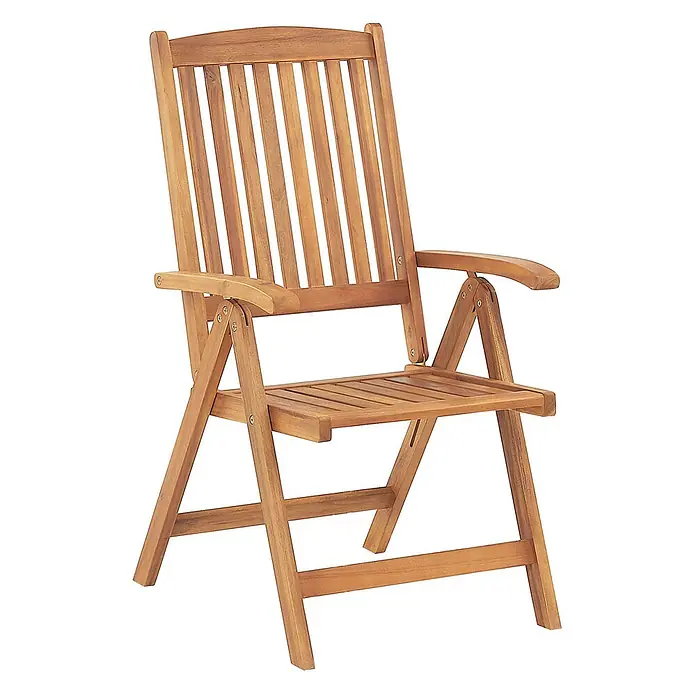 12er-Set Gartenstuhl JAVA in Braun/Grau -  - Hellbrauner Holz-Klappstuhl mit Armlehnen und Latten an Sitz und Rückenlehne.
