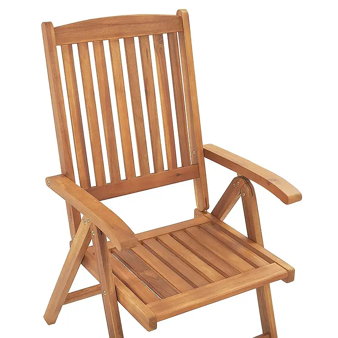 12er-Set Gartenstuhl JAVA in Braun/Grau/Beige -  - Brauner Klappstuhl aus Holz mit Lattenrost und Armlehnen.