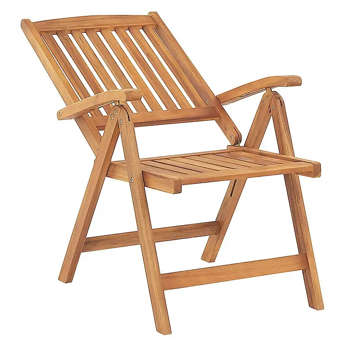 12er-Set Gartenstuhl JAVA in Braun/Grau/Beige -  - Brauner Klappstuhl aus Akazienholz mit verstellbarer Rückenlehne, ideal für Garten und Balkon.