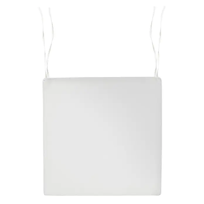 Beliani Gartenstuhl-Set SASSARI II PREMIUM - 4 Stk., zertifiziertes Akazienholz, Braun, B x T x H: 54 x 59 x 80 cm - Weißes rechteckiges Stoffkissen mit Bändern an den oberen Ecken.