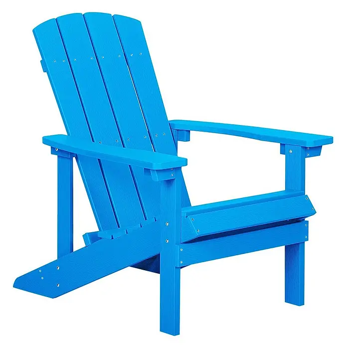 2-tlg Gartenstuhl ADIRONDACK in Blau -  - Ein leuchtend blauer, texturierter Adirondack-Stuhl mit breiten Armlehnen.