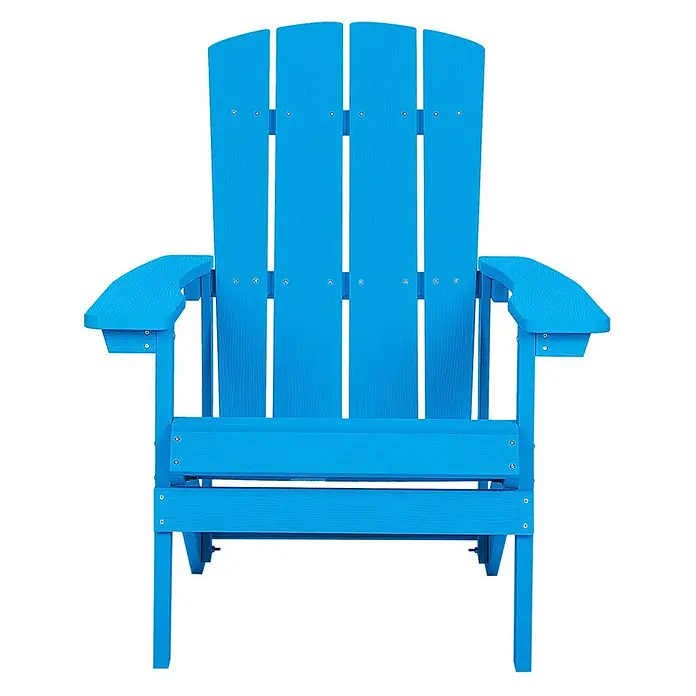 2-tlg Gartenstuhl ADIRONDACK in Blau -  - Blauer Adirondack-Stuhl aus recyceltem Kunststoff mit Holzmaserung für bequemes Sitzen im Freien.