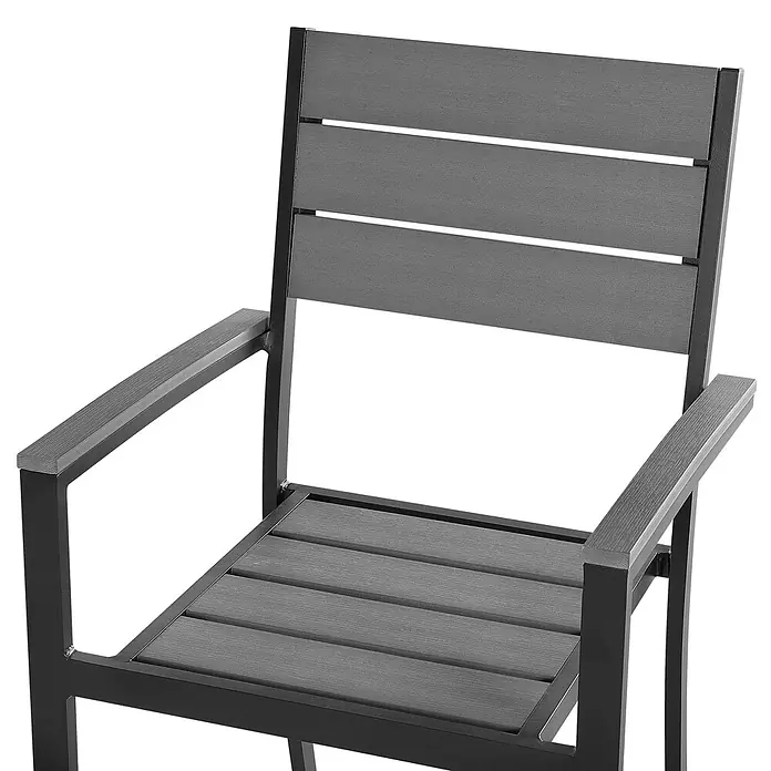 4er-Set Gartenstuhl PRATO in Grau/Schwarz -  - Schwarz-grauer Lattenstuhl mit Armlehnen, für die Terrasse.