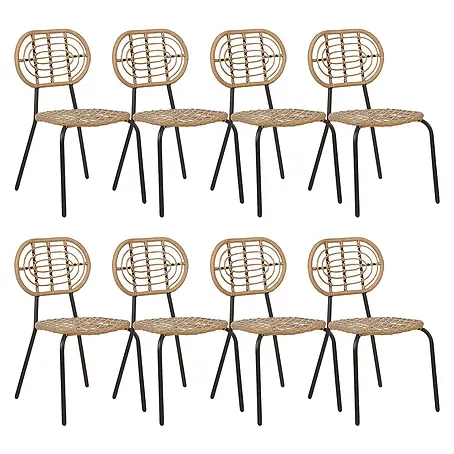 8er-Set Gartenstuhl PRATELLO in Naturfarben/Beige/Schwarz