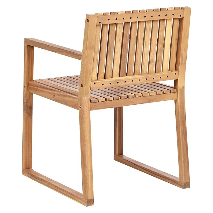 Beliani Gartenstuhl-Set SASSARI PREMIUM - 4 Stk., zertifiziertes Akazienholz, Braun, B x T x H: 54 x 59 x 80 cm - Naturholz-Gartenstuhl aus Teakholz mit Lattenrost-Sitz und Rückenlehne, sowie Armlehnen.