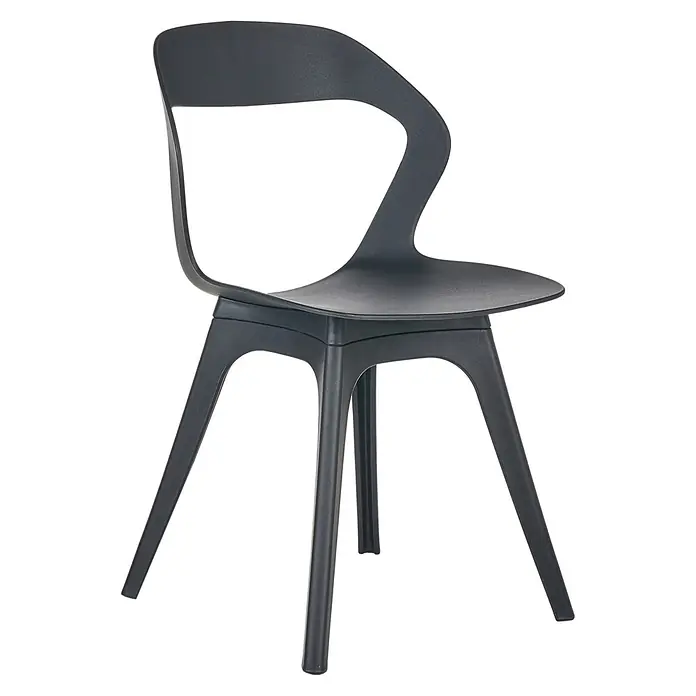 4er-Set Gartenstuhl LACHANIA in Schwarz -  - Dunkelgrauer Stuhl aus geformtem Kunststoff mit modernem, fließendem Design und integrierten Beinen.