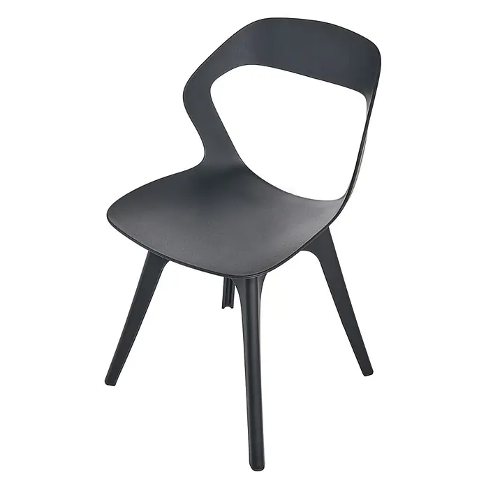 4er-Set Gartenstuhl LACHANIA in Schwarz -  - Moderner dunkelgrauer Kunststoffstuhl mit geschwungenem Design und offener Rückenlehne.