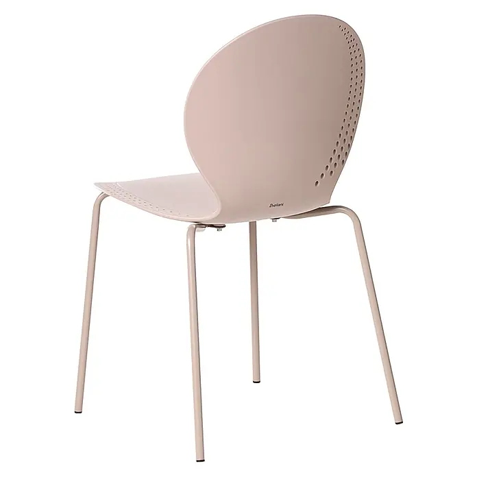 4er-Set Esszimmerstuhl MILOS in Beige -  - Hellrosa moderner Stuhl mit perforierter Rückenlehne und Sitzfläche, und dünnen Metallbeinen.