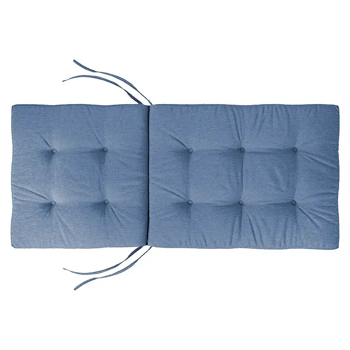 Beliani Gartenstuhl-Set MAUI PREMIUM - 2 Stk., Akazienholz, Klappbar, Braun, B x T x H: 46 x 48 x 92 cm - Blaues, getuftetes Bankkissen aus strukturiertem Stoff mit Bindebändern an beiden Enden.