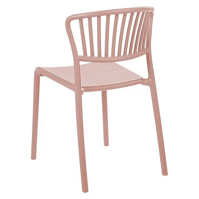 4er-Set Esszimmerstuhl GELA in Rosa -  - Rosafarbener Kunststoff-Esszimmerstuhl mit Lattenrückenlehne.