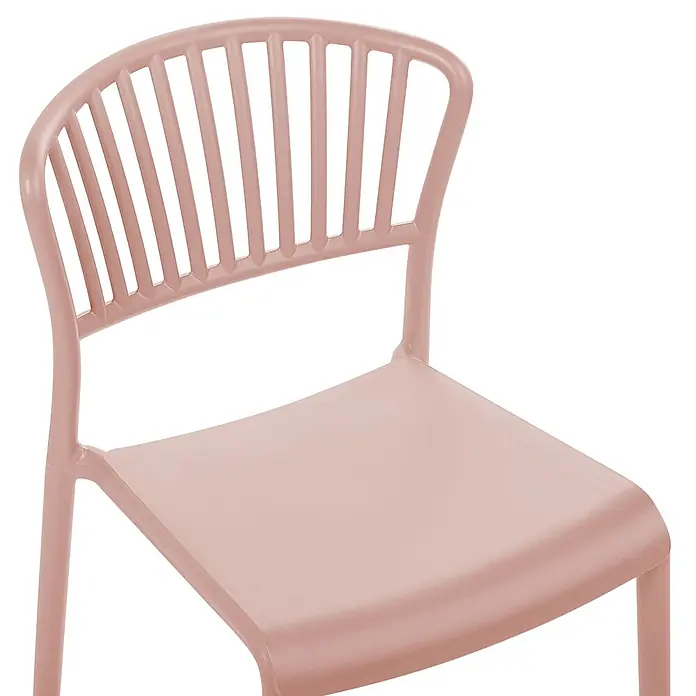 4er-Set Esszimmerstuhl GELA in Rosa -  - Rosa Kunststoffstuhl mit geschwungener Lamellenrückenlehne und fester Sitzfläche.