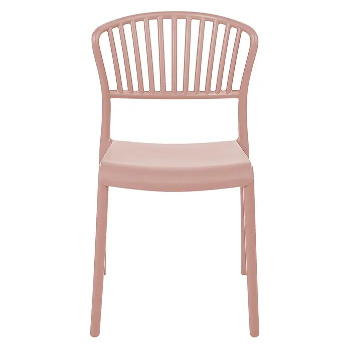 4er-Set Esszimmerstuhl GELA in Rosa -  - Altrosa geformter Kunststoff-Esszimmerstuhl mit Lattenrückenlehne und gebogener Sitzfläche.