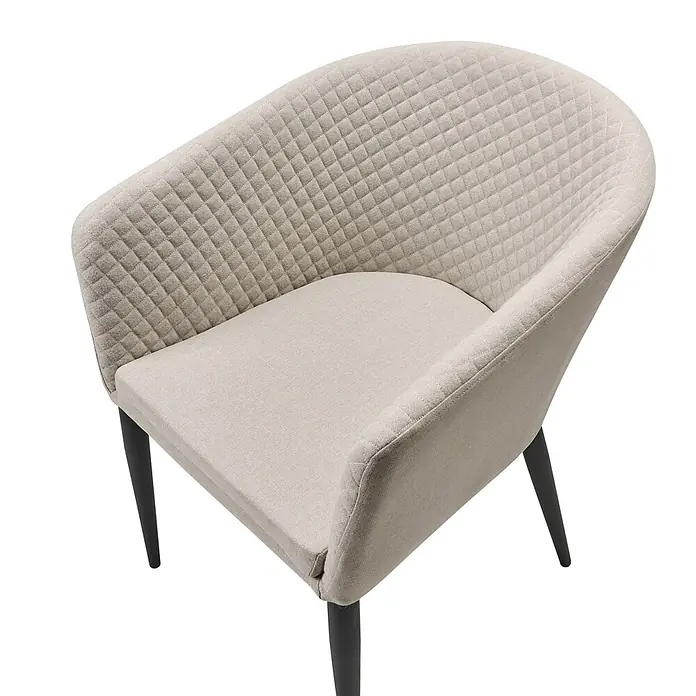 2er-Set Gartenstuhl CURGOS in Beige/Schwarz -  - Beiger Polsterstuhl mit gesteppter Rückenlehne und schwarzen, konischen Beinen.