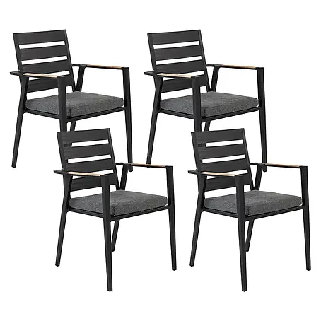 8er-Set Gartenstuhl TAVIANO in Schwarz/Grau/Braun