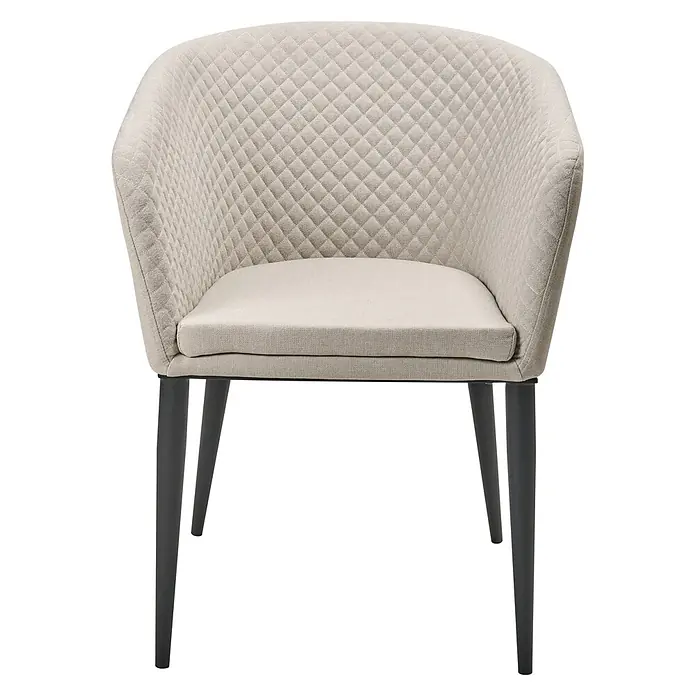 2er-Set Gartenstuhl CURGOS in Beige/Schwarz -  - Heller, gesteppter Stoff-Sessel in Beige mit dunklen, konischen Beinen.
