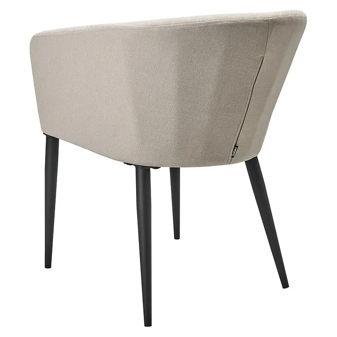 2er-Set Gartenstuhl CURGOS in Beige/Schwarz -  - Rückenansicht eines modernen, beigefarbenen Polsterstuhls mit schwarzen, konischen Beinen.