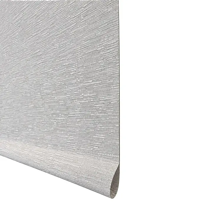 Estor enrollable Icaro - An x Al: 135 x 250 cm, Gris - Estor enrollable gris claro texturizado, parcialmente desenrollado.