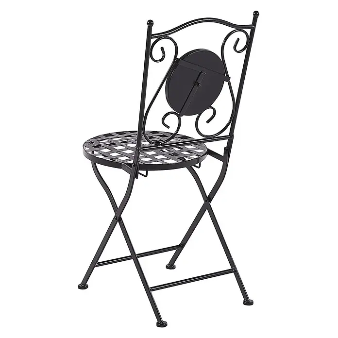 2er-Set Gartenstuhl CARIATI in Schwarz -  - Schwarzer Klappstuhl aus Metall mit dekorativer Rückenlehne und Gitter-Sitzfläche.